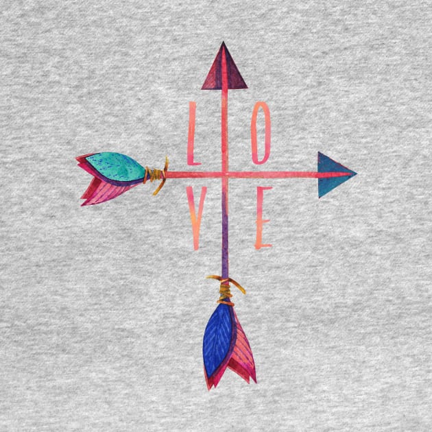 Love Crossed Arrows Boho Design by BeLightDesigns